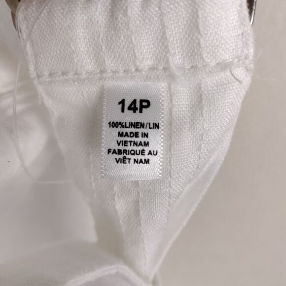 Lauren Ralph Lauren Linen Pants Women Size 14P White Cargo Belted Boho Beach NWT - Picture 7 of 16